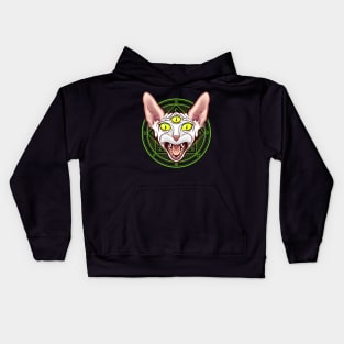 Creepy 3-eyed Occult Sphinx Cat Esoteric Pagan Magic Kids Hoodie